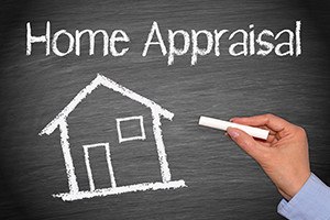Home Appraisal - House with text and female hand with chalk