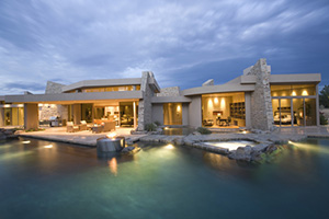 Modern house exterior against the sky