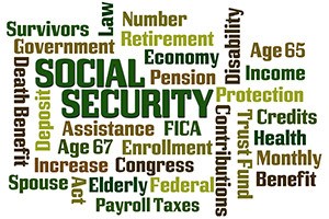 Social security word cloud on white background