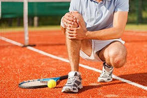 Sports injury close up of tennis player