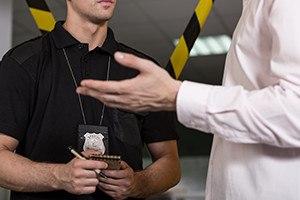 View of policeman with police badge