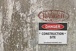 Red black and white danger construction