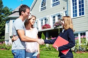 Happy family with agent
