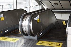 There are many warning markings on subway
